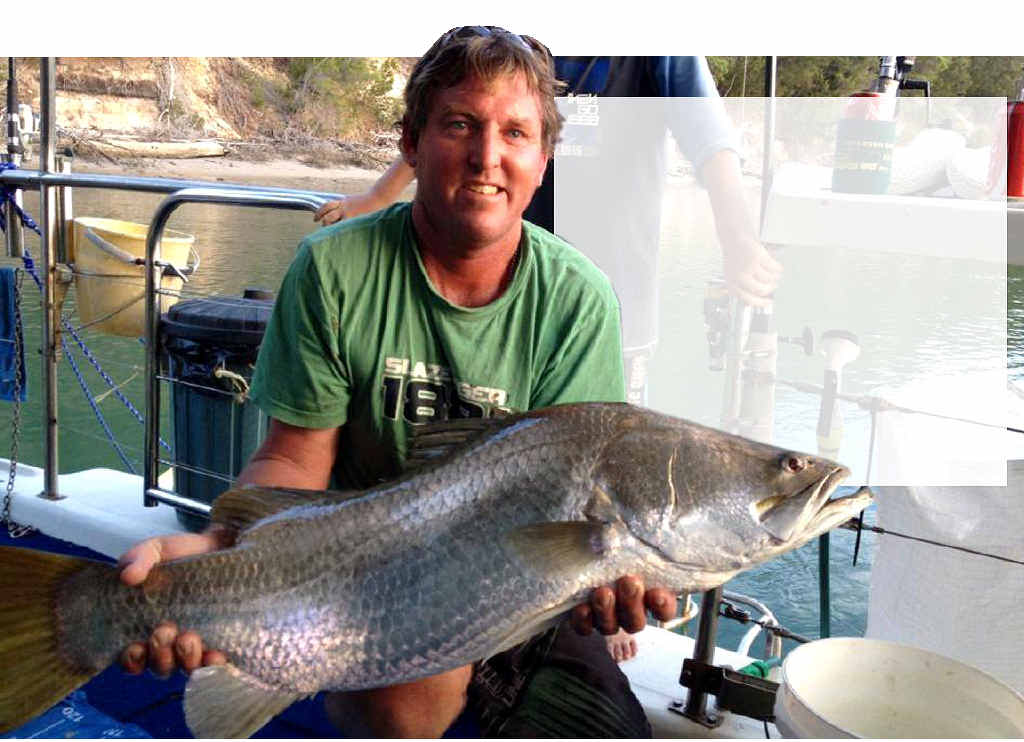 Russell De Serio and his cracking barramundi caught on Christmas Day. Russell De Serio and his cracking barramundi caught on Christmas Day.